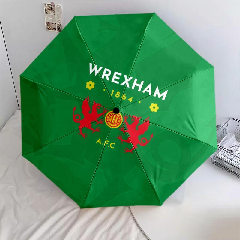 Wrexham AFC pattern, automatic folding umbrella, portable and foldable design, 8 ribs, a Christmas or birthday gift.
