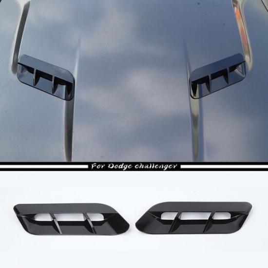 2x Front Engine Hood Air Outlet Cover Trim For Dodge Challenger SXT 2015+ Black