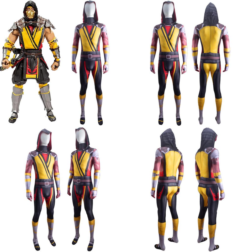 Mortal Kombat Scorpion Character Role Play Suit With Elastane For Cosplayers