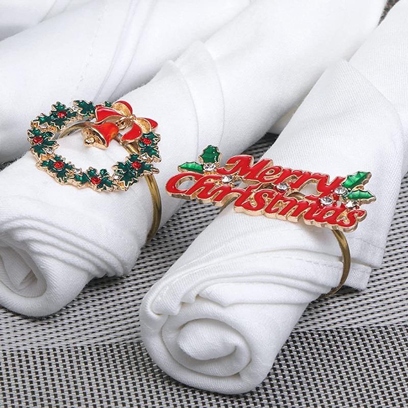 Hot Christmas Thanksgiving Ceremony Sense Napkin Ring Bell Elk Napkin Buckle Napkin Ring Decoration