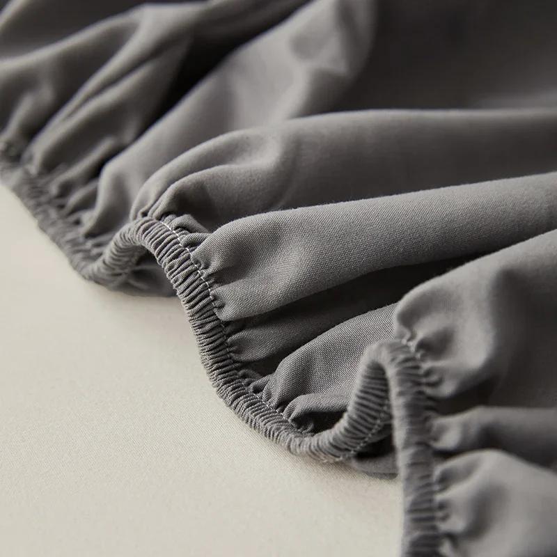 Soild Color Waterproof Fit Sheet with Elastic Band Non Slip Adjustable Mattress Cover for Double King Queen Bed 90/120/150/180/200cm