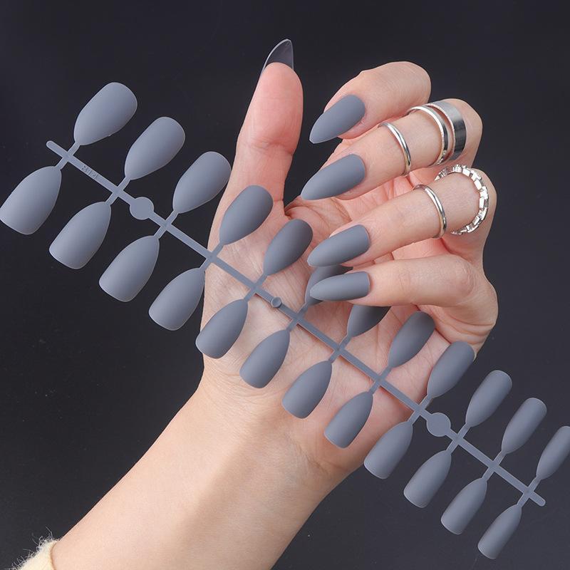 24 шт./компл. DIY быстрые ногти, матовые каплевидные ногти, накладные ногти, разноцветные полоски, готовый маникюр, маникюр