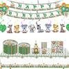 Thème Zoo de la Jungle Forêt Tigre Lion Anniversaire d'Enfant Vaisselle de Fête Jetable Nappe Bannière Ensemble