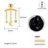 Hidden Helix Body Jewelry: Titanium Floating Zircon Moon Star Chain Pendant Earrings