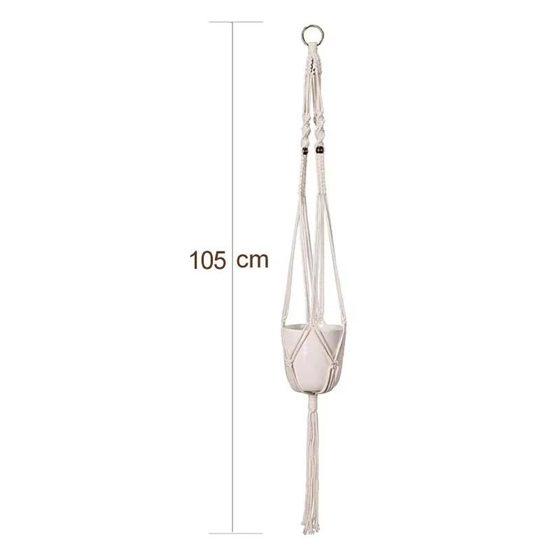 4pc Macrame Handmade Plant Hanger Baskets Flower Pots Holder Balcony Hanging Decoration Knotted Lifting Rope Hom
