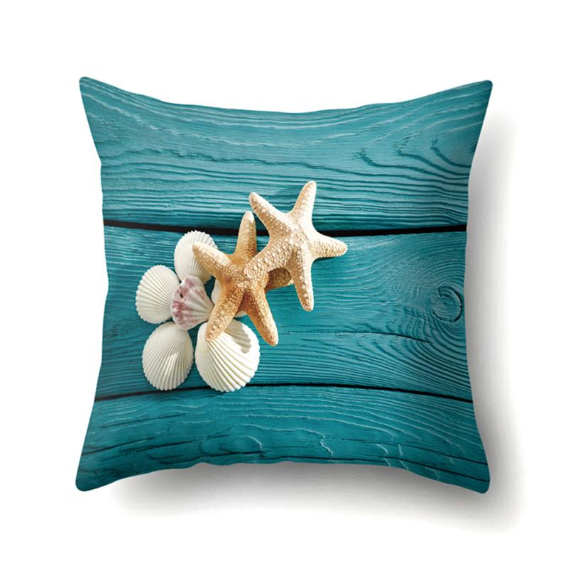 45*45cm Beach Vacation Style Sea Shell Deck Pillowcase Sofa Office Home Decor