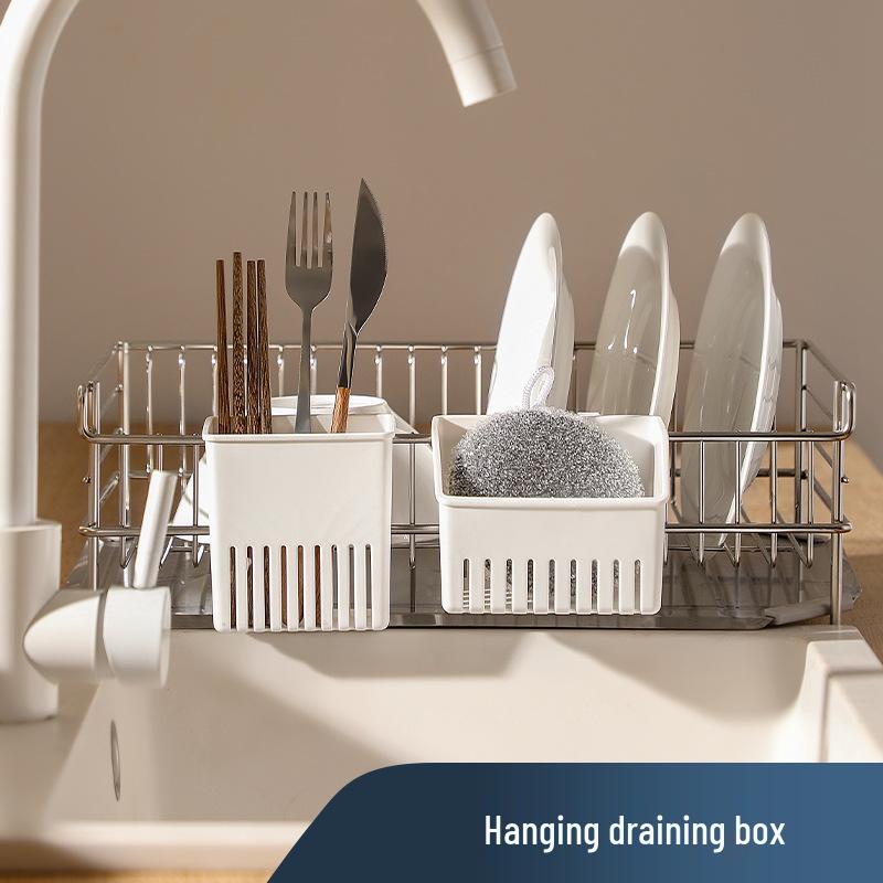 Wall-Mounted Japanese Style Kitchen Dish & Cutlery Rack with Chopstick Holder
