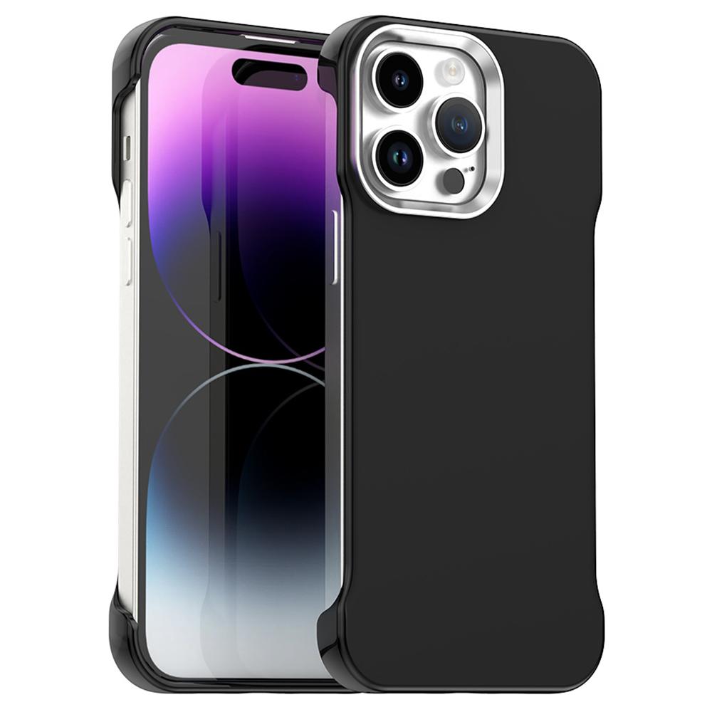 

For iPhone 14 Pro Max Magnetic Case Frameless Ultra Thin TPU+PET Phone Cover Reinforced Corners Black