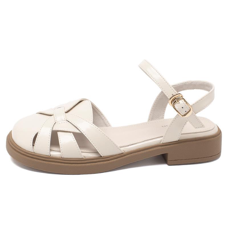 Augustine Bag Head Sandals Women's Summer 2025 New Retro Roman Style Woven Pig Cage Shoes Outer Sandals