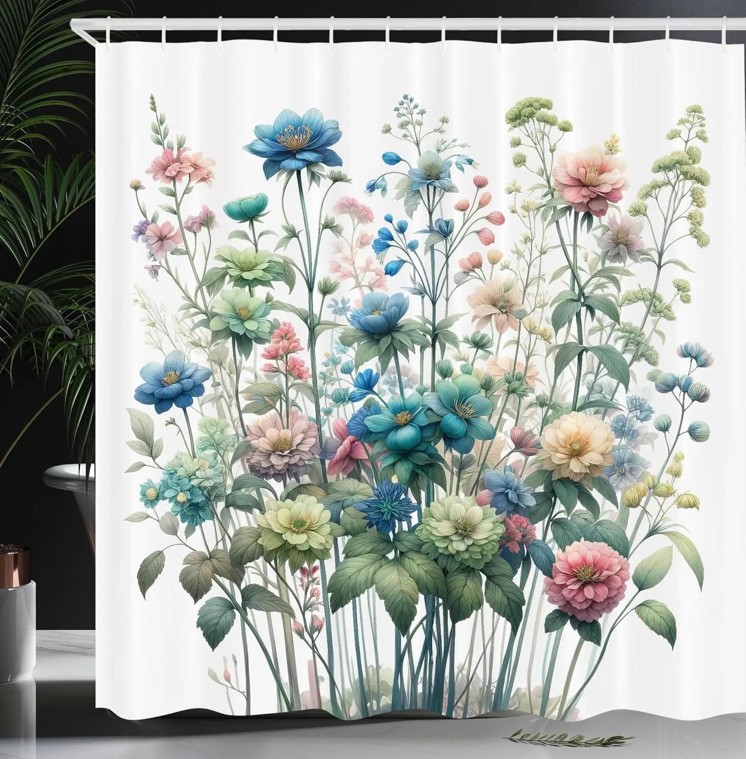

Vintage Style Bathtub Decorative Shower Curtain 180X 180Cm Fabric Bathroom Shower Curtain With 12 Hooks W60H190(CM)-1 Pcs