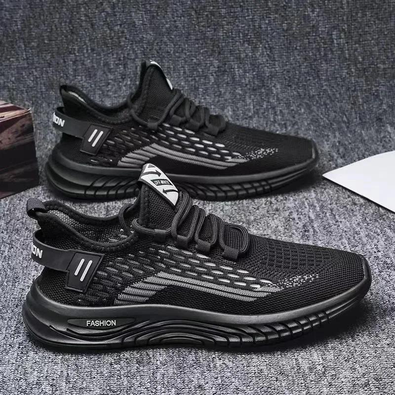 

Мужская повседневная спортивная обувь, летние новые черные амортизирующие сетчатые кроссовки для бега, дышащие мужские кроссовки, мужская обувь 44 чёрный
