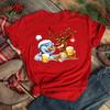 Funny Santa Claus with Christmas Elk Print Women T Shirt Casual Short Sleeve O-Neck Red Tshirt Ladies Y2k T-shirt Female