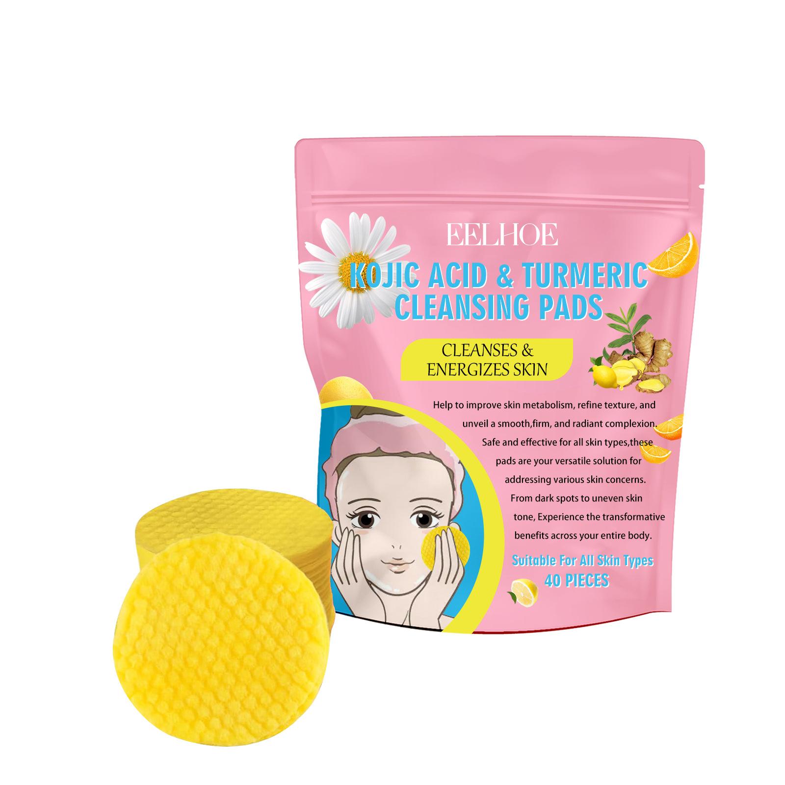 

EELHOE Curcuma Kojic Acid Cleansing Pad Мягкий очищающий уход за кожей лица Очищающие подушечки для пор 40pieces