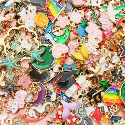 Mix Stile 20-100 Stück Schmuckherstellung Charms Vergoldeter emaillierter Anhänger für DIY Schmuckherstellung Handgefertigter Schmuckzubehör