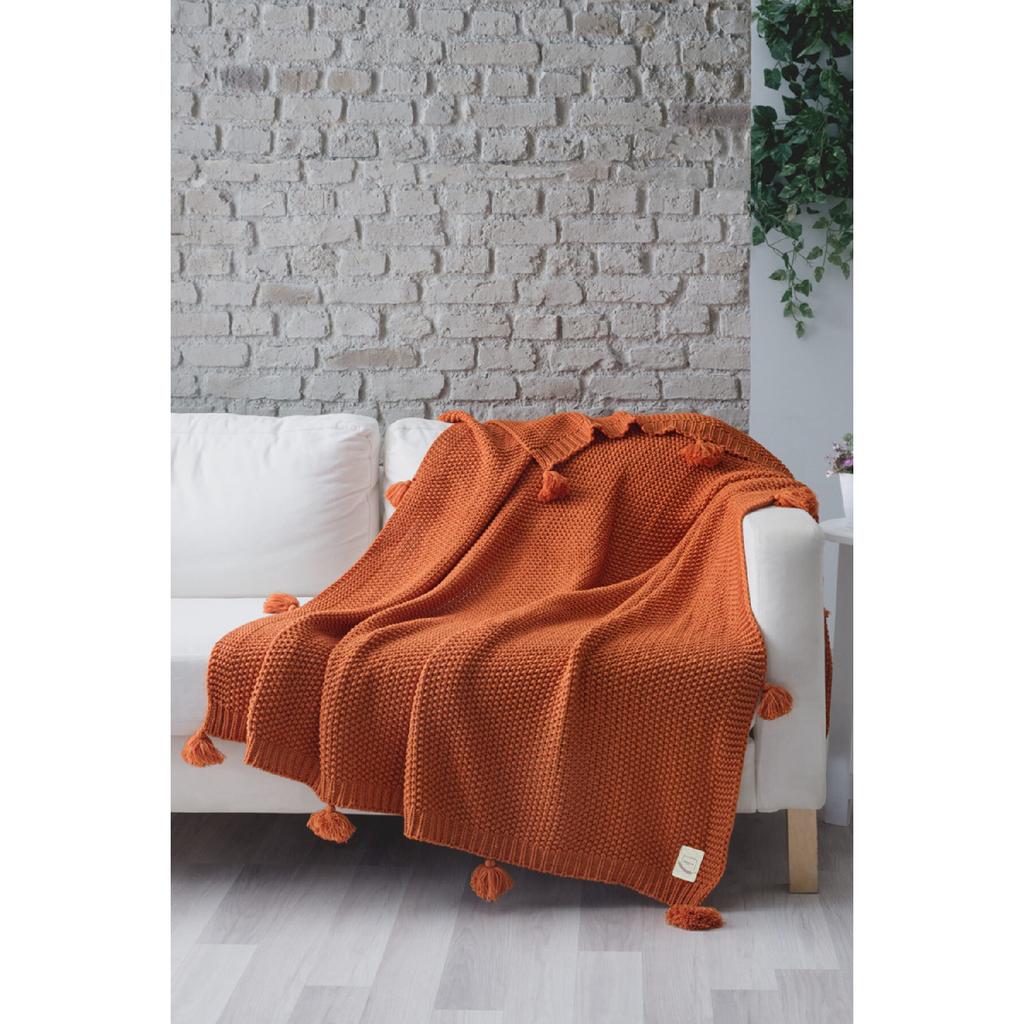 Valentinstagsgeschenk, Coco Rice, gestrickte Pompom-Strickwaren, TV-Decke, Sofa-Überwurf, Khaki