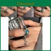 Vintage Aged Copper Adjustable Open Ring With Unique Zircon Stone For Women