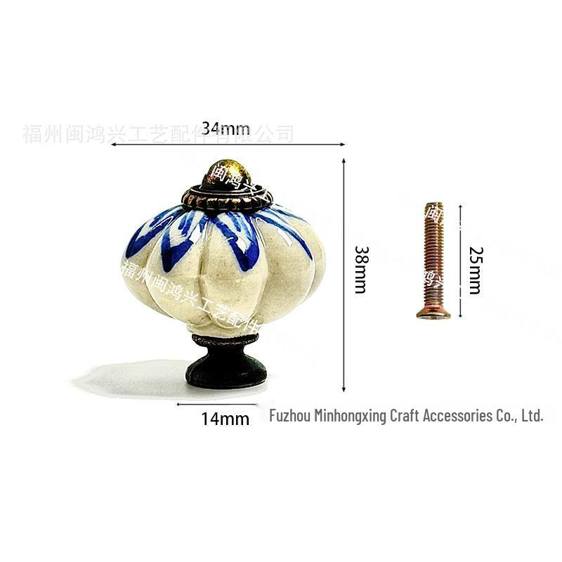 Hand-Painted Ceramic Floral Pumpkin Drawer Handle 