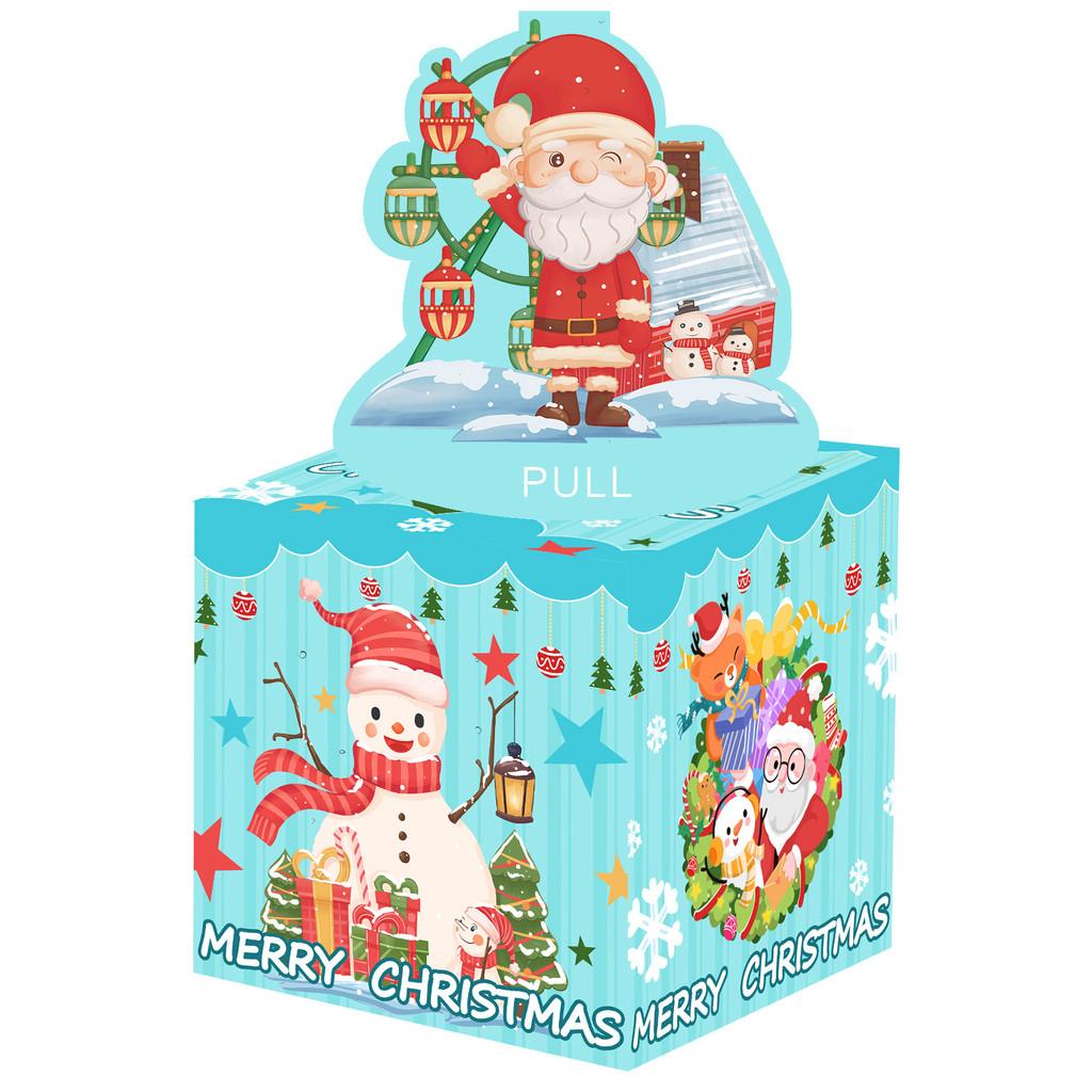 Snowman Santa Blue Claus Pattern Gift Box Christmas Decoration Prop Atmosphere