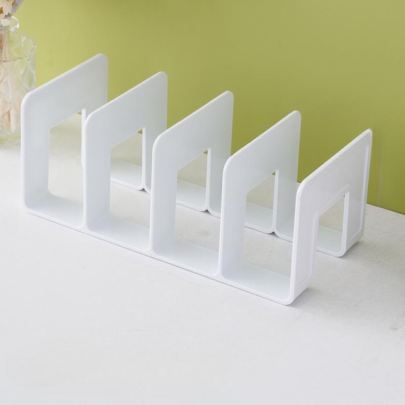 

4 Grid Bookends Stand Bookshelf Desktop Decor Storage Rack Bookend Book Holder School Stationery Office Desktop File Organizer білий