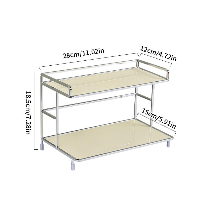 

1Pcs Metal Desktop Layered Storage Rack, Double-Layer Desk Rack, Water Cup And Coffee Cup Storage Rack, Cosmetics Storage Rack білий