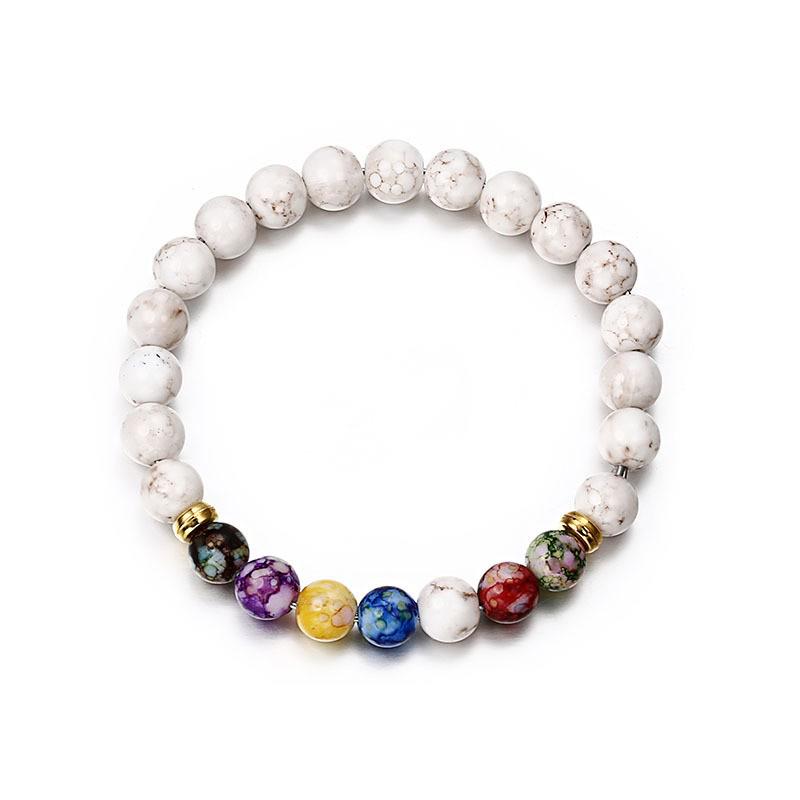 Bracelet à perles couronne en pierre volcanique mode européenne et américaine: Bijoux de main colorés de yoga bouddhiste