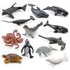12PCS Mini Sea  Toys for Kids Plastic Sea Animals Doll Simulation Ocean Animals Figures Model Gift