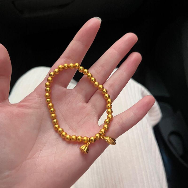 

Браслет из двух семенных коробочек лотоса Шихуань, браслет из плацерного золота «Древнее наследие», женский браслет из искусственного золота с бусинами удачи, новое китайское украшение в подарок [Two generations of Huan Peng Lian Bracelet]]