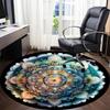 1pc Mandala Artwork Chair Carpet for Office, Round Polyester Mat, Indoor Decor for Office, Easycare Fabric, Washable Non-slip Area Carpet