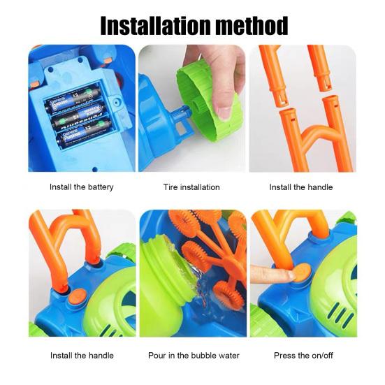 Bubble Machine Children Toy with Music Light Hand Pushed Weed Machine Shape Bubble Car Toy Outdoor Play Bubble Car for Kids