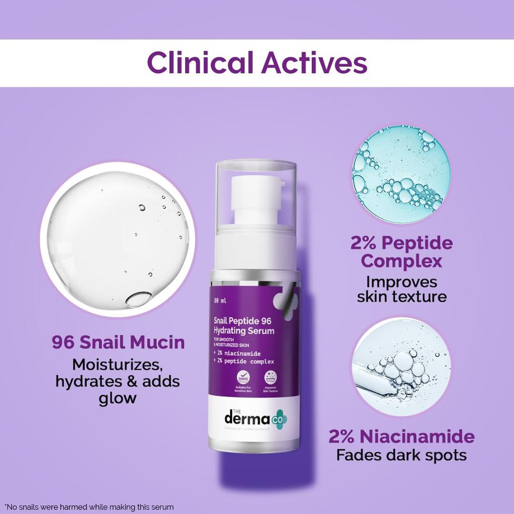 The Derma Co Snail Peptide 96 Hydratisierendes Serum Für Glatte Feuchtigkeitsversorgte Haut Leicht Nicht Fettend Tägliches Gesichtsserum 80 ml