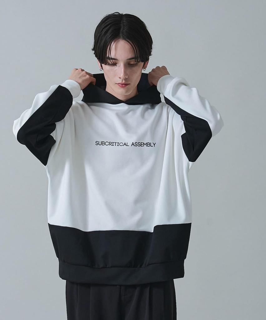 WEGO Dolman Ponte Long Sleeve Casual Korean Loose Size White Men's Hoodie, T-Shirt, Hooded, Button-Down Clothing, Style, Simple, Fit, Oversized,