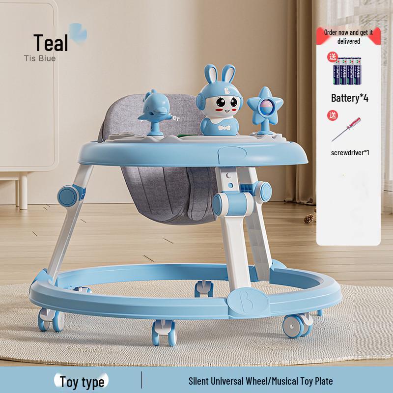 Multifunctional Baby Walker with Music, Lightweight & Foldable for 6-18 Months, Anti-Rollover Design