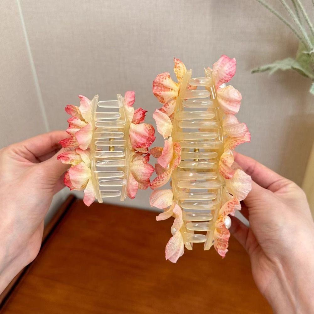 Cloth Sweet Hair Catches Korean Style Hair Crab Clip French Flower Hair Claw  Women