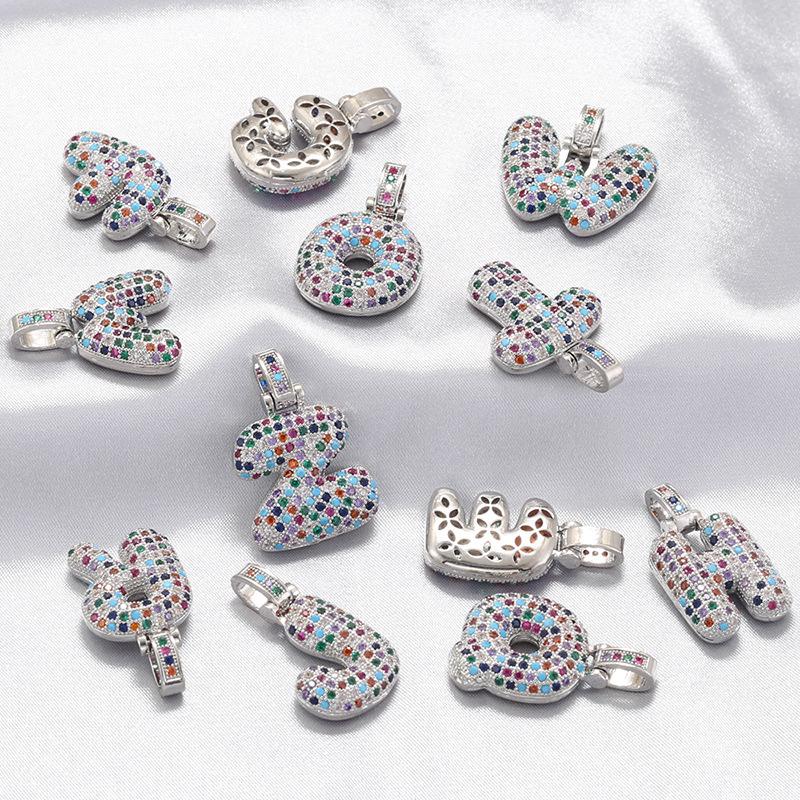 Copper Inlaid Colored Diamonds 26 English Letter Pendant Personalized Hip Hop Fat Letter Pendant Accessories Vd1381