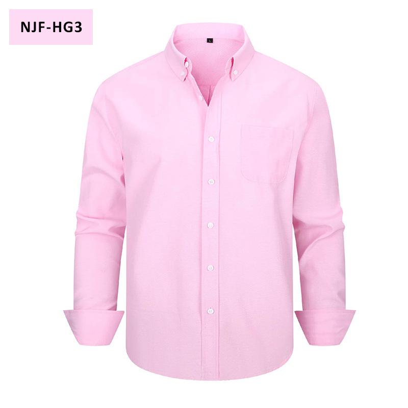Men Long Sleeve Solid Color Casual Oxford Shirt Plus Size