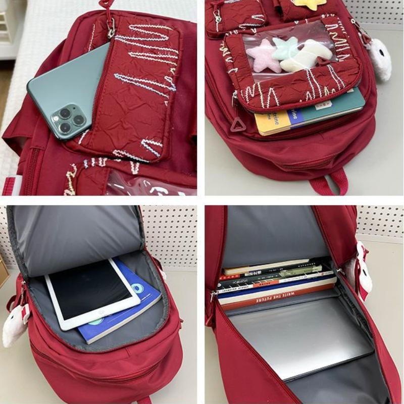 4pcs Backpack Set  Girl  Boy Cute Anti Splash Water  Elementary School Backpack Large Capacity Backpack for Junior High School Students