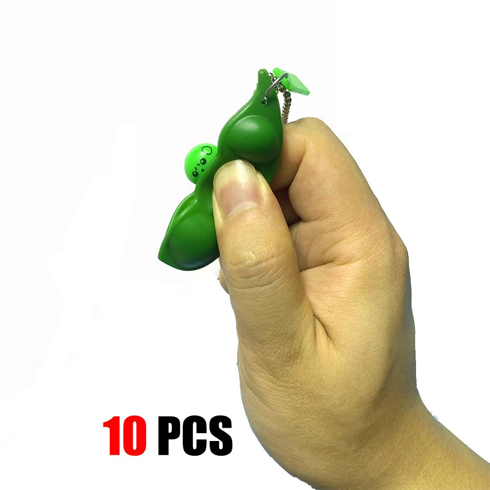 

Fidget Toys Keychain Women Bag Phone Charms Trinket Stress Relieve Toys Gift Funny Extrusion Soybean Key Chain For Men Pea Bean