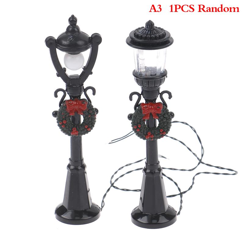 1PC/5PCS Dollhouse Miniature Christmas Park Street Lamp Doll Streetlight Decor Mini Garden Landscape Village Decoration DIY Toys