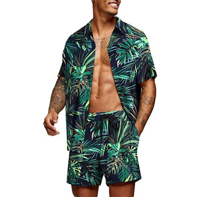 Men's Printed Shirt Sets High Quality Fashion Trend Shorts Hawaiian Style Casual Floral Tops