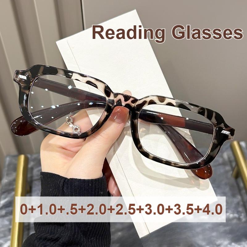 New Square Frame Micro Studs Blue Light Blocking Presbyopia Glasses Unisex Fashion HD Reading Glasses Diopter 0 To +4.0
