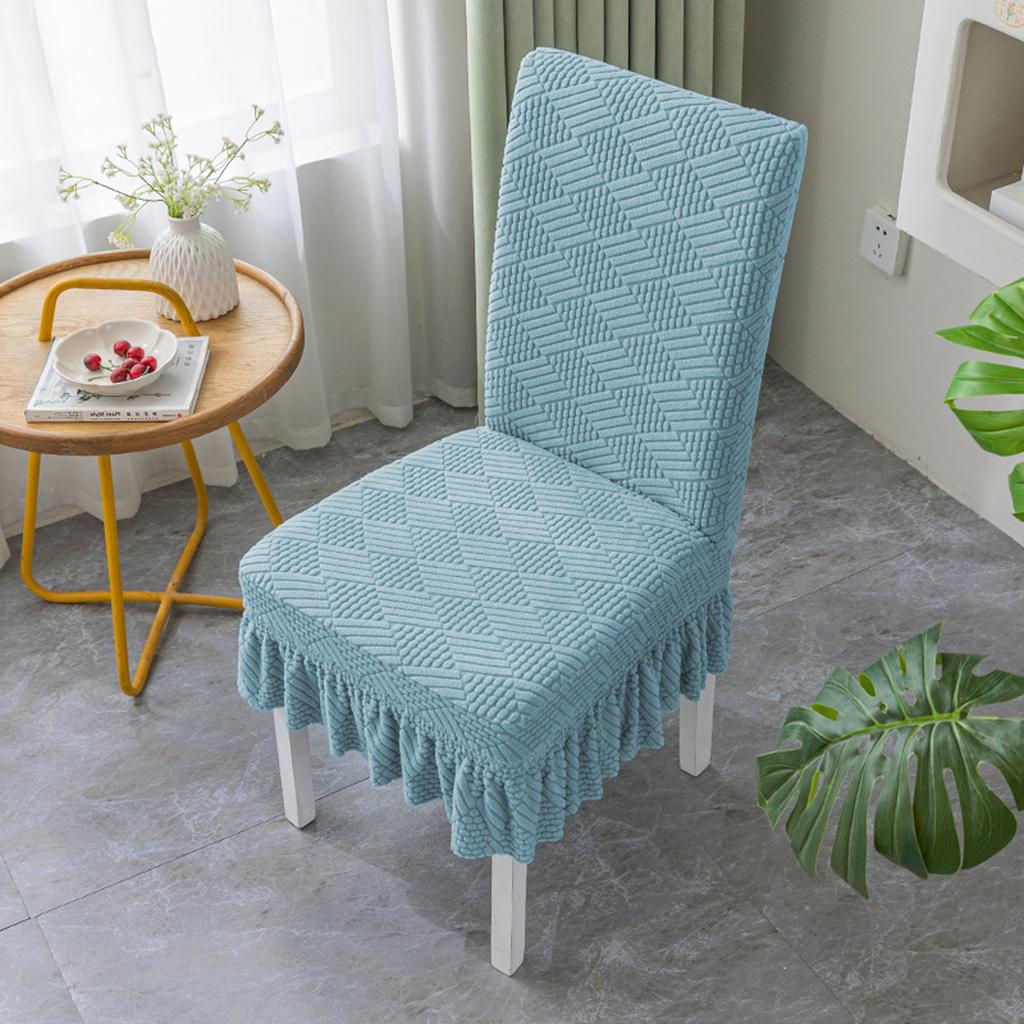 Stretch Chair Cover Skirted One Piece Dining Chair Slipcover Elastic Fabric Durable Texture Fit Most Standard Chairs