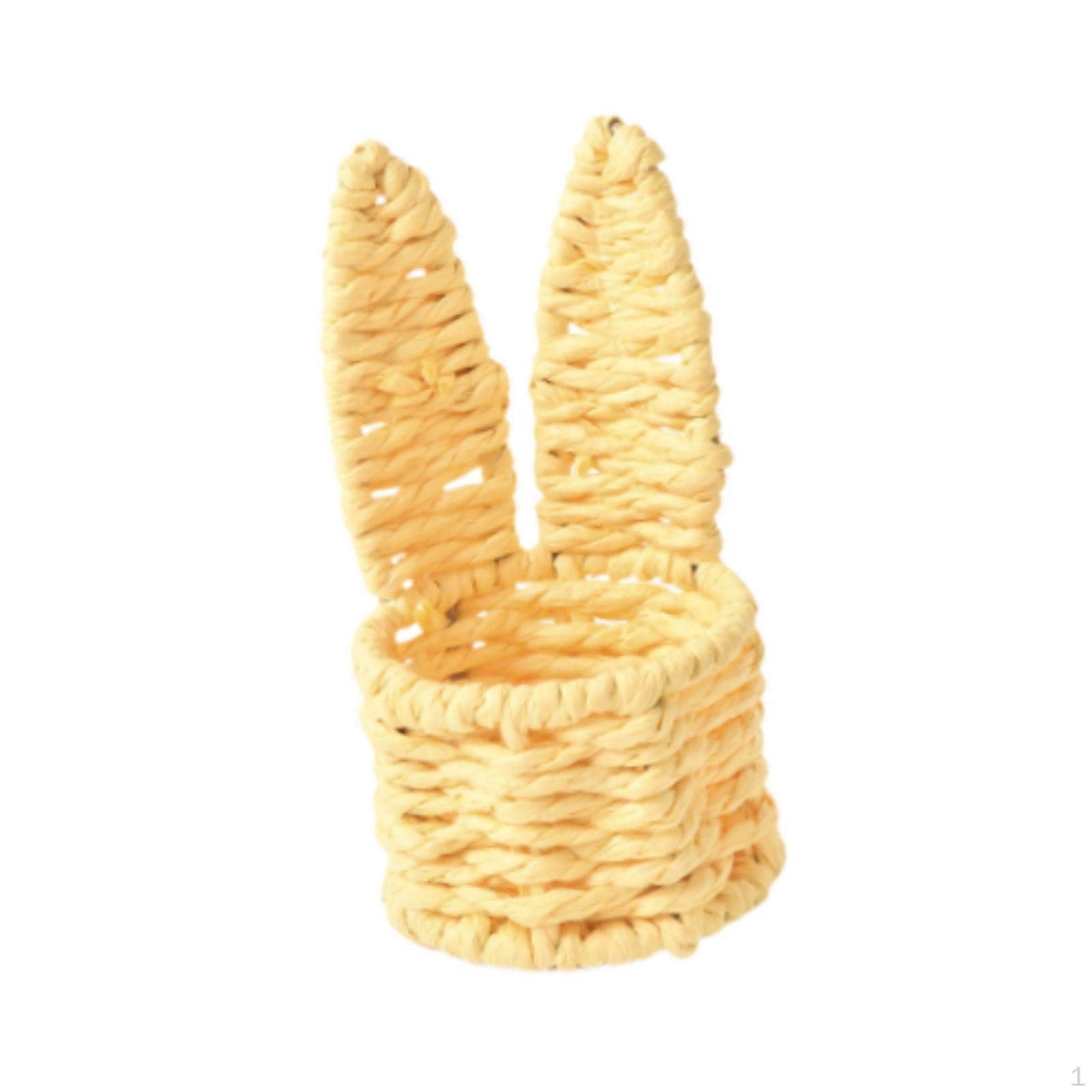 

Basket Bunny Ears Reusable Paper Rope Countertop Organizer Iron Frame Mini Suitable for жёлтый