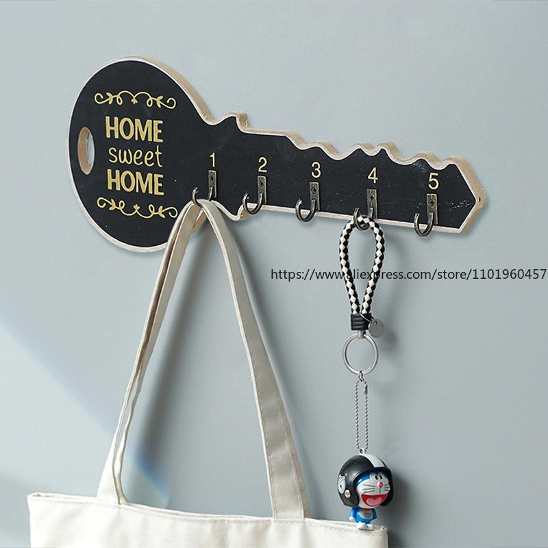 Creative Key Holder Wooden Wall Mount Doorway Wall Decor Room Accent Wall Storage Hook