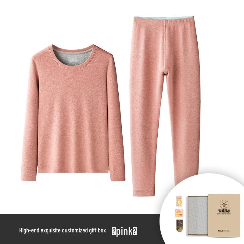 

2025 Mei Ya Bi Кашемировый шелк с флисовой подкладкой Теплый комплект базового слоя для пар на осень/зиму XL (63~75 kg)