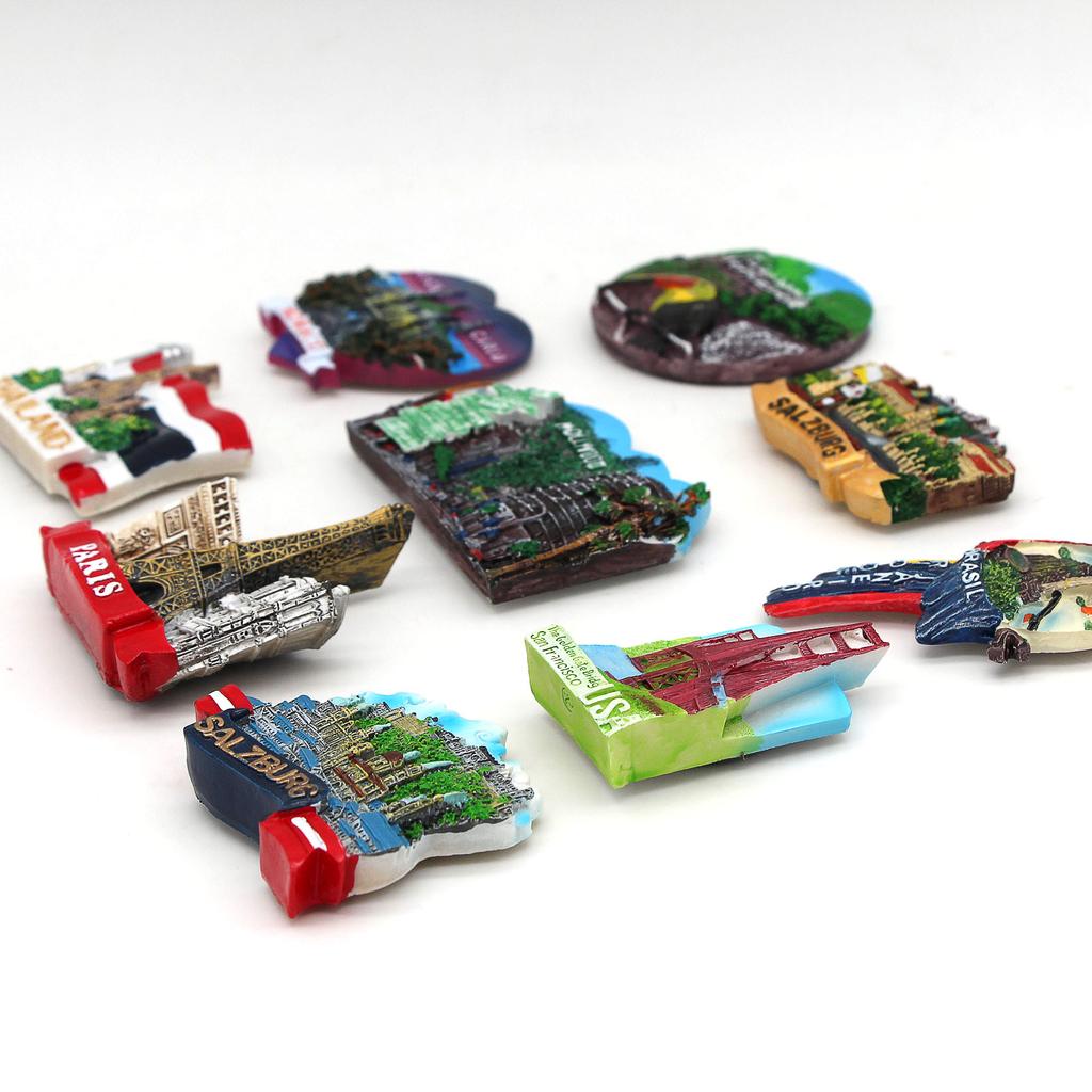 Βραζιλία τουριστικό αξιοθέατο σουβενίρ 3D μαγνητάκια ψυγείου κολλημένα στο ψυγείο Γέφυρα Γκόλντεν Γκέιτ Ταϊλάνδη Παρίσι Μονακό παγκόσμιος τουρίστας