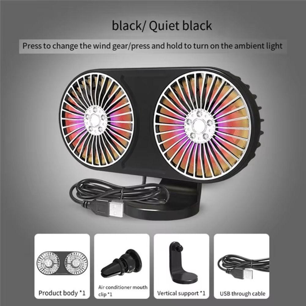 5 V Auto Ventilation Fan 360° Rotating Car Cooling Fan Portable Car Cooler Car Air Outlet