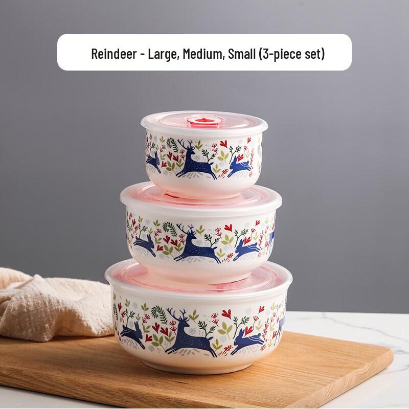 Microwave-Safe Ceramic Bowl Set with Lids