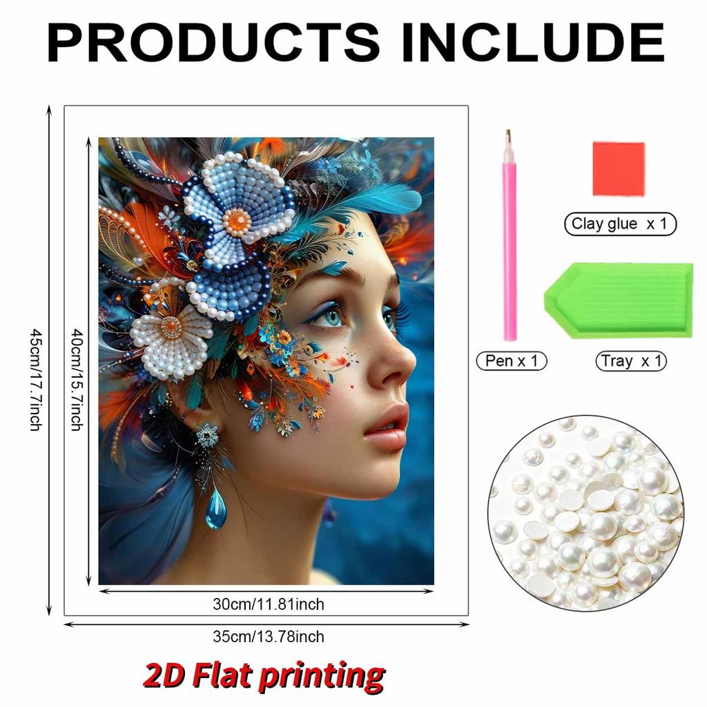 DIY The Girl Wearing A Headpiece Pearl Art Painting for Home Wall Decor Arts Craft  for Adults/Beginners Gift Idea Home Decor Without Frame