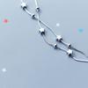 Fashion 925 Sterling Silver Glossy Star Beads Layer Chain Bracelets Women Jewelry