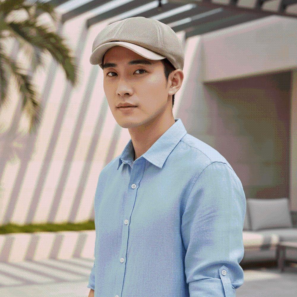 Hollow-Out Mesh British Beret with Snap Buckle Sunshade Painter Cap  Teenage Boys